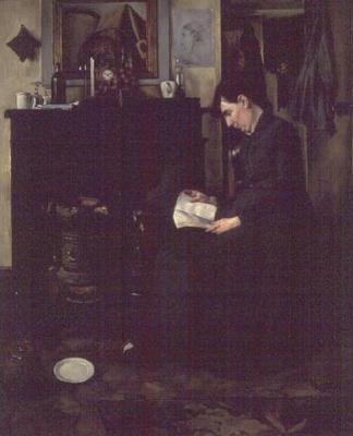 Lecture au coin du feu - Louis Bouchet