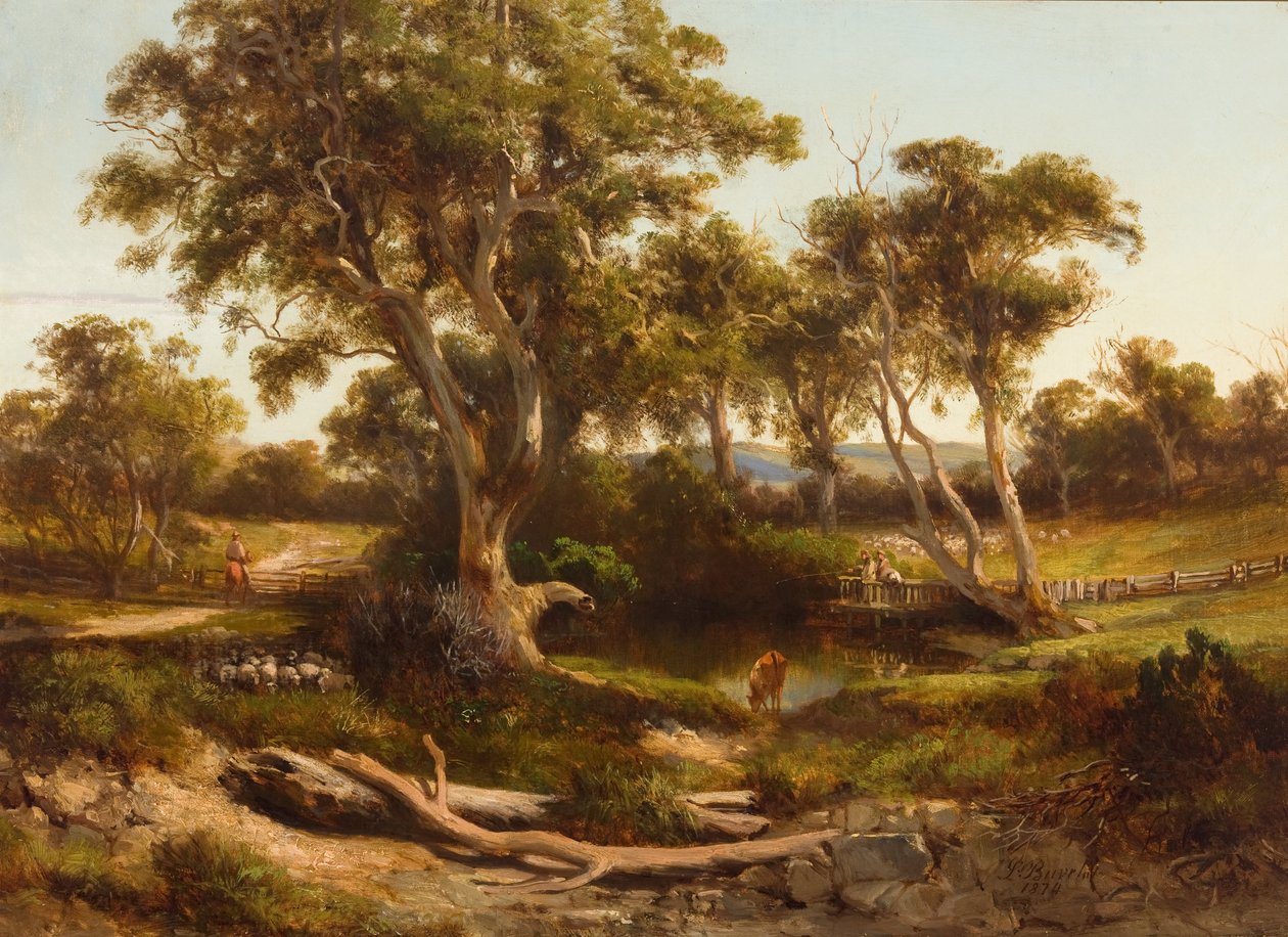 Lavage des moutons dans le district occidental - Louis Buvelot