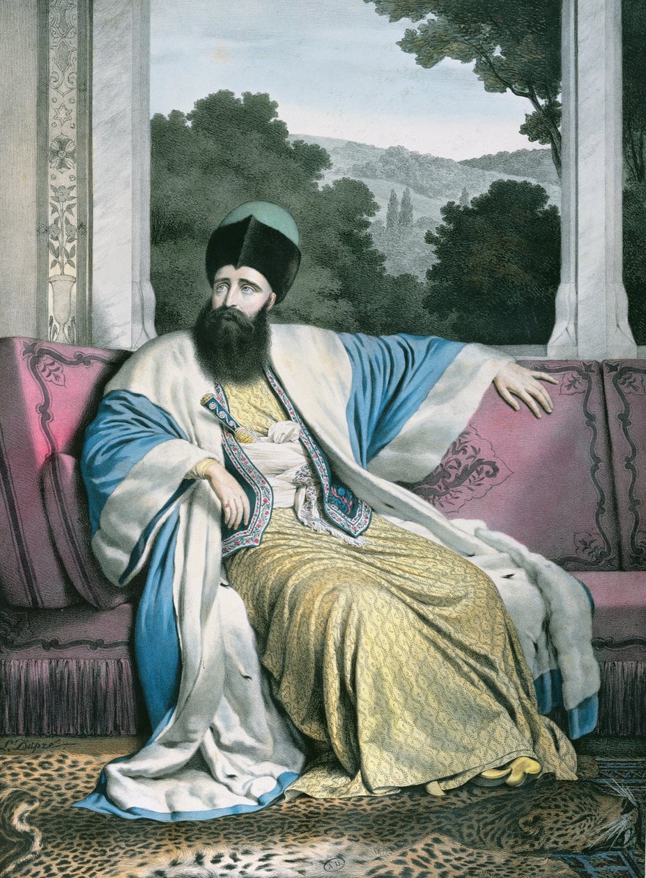 Michael Soutzo (Mihai Sutu), prince de Moldavie 1819-21, gravé par Lemercier pour 