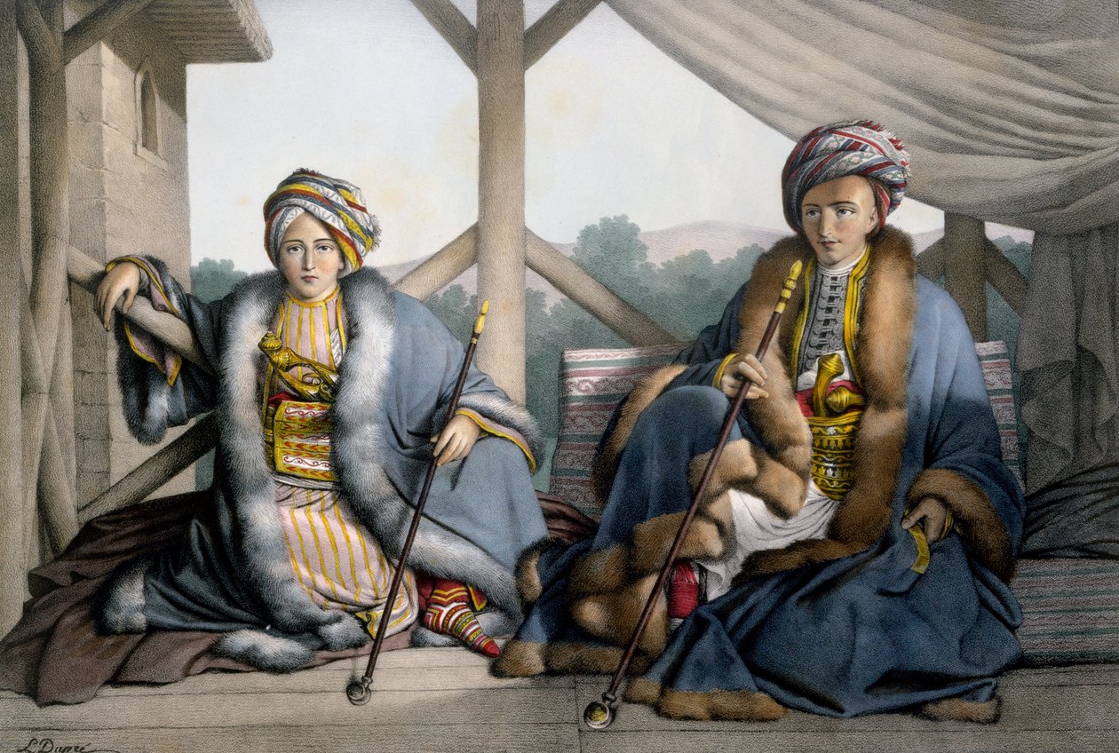 Pacha de Thessalie, fils de Veli et Mehemet, fils cadet Ali Cebelerr, Visir de Janina - Planche IV, gravé par Lemercier de 