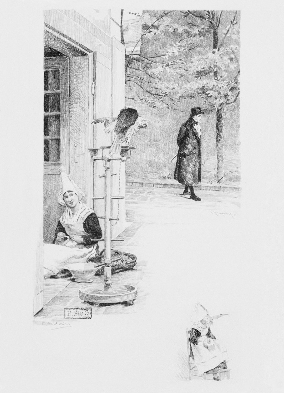 La servante Félicité et le perroquet Loulou, illustration de 
