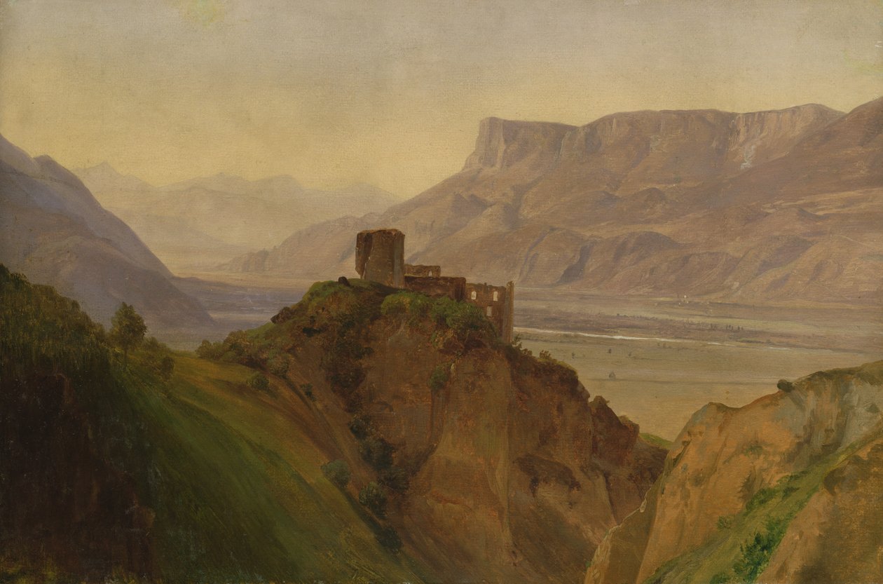 Die Ruine Brunnenburg mit dem Etschtal, 1838 - Louis Gurlitt