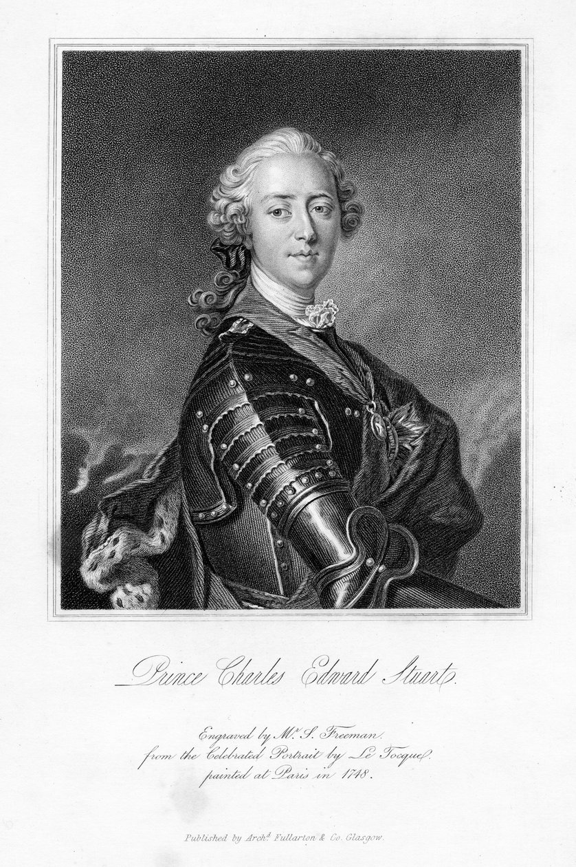 Prince Charles Edward Stuart, gravure réalisée par S. Freeman, c.1849 - Louis Tocqué