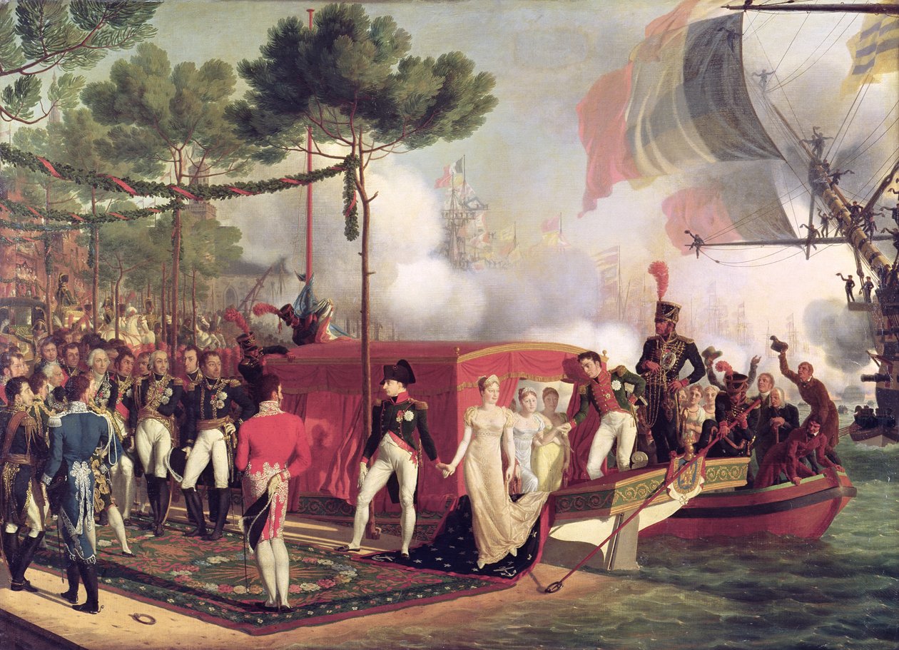 Napoléon Ier (1769-1821) et Marie Louise (1791-1847) débarquant à Anvers, 1810 - Louis Philippe Crepin