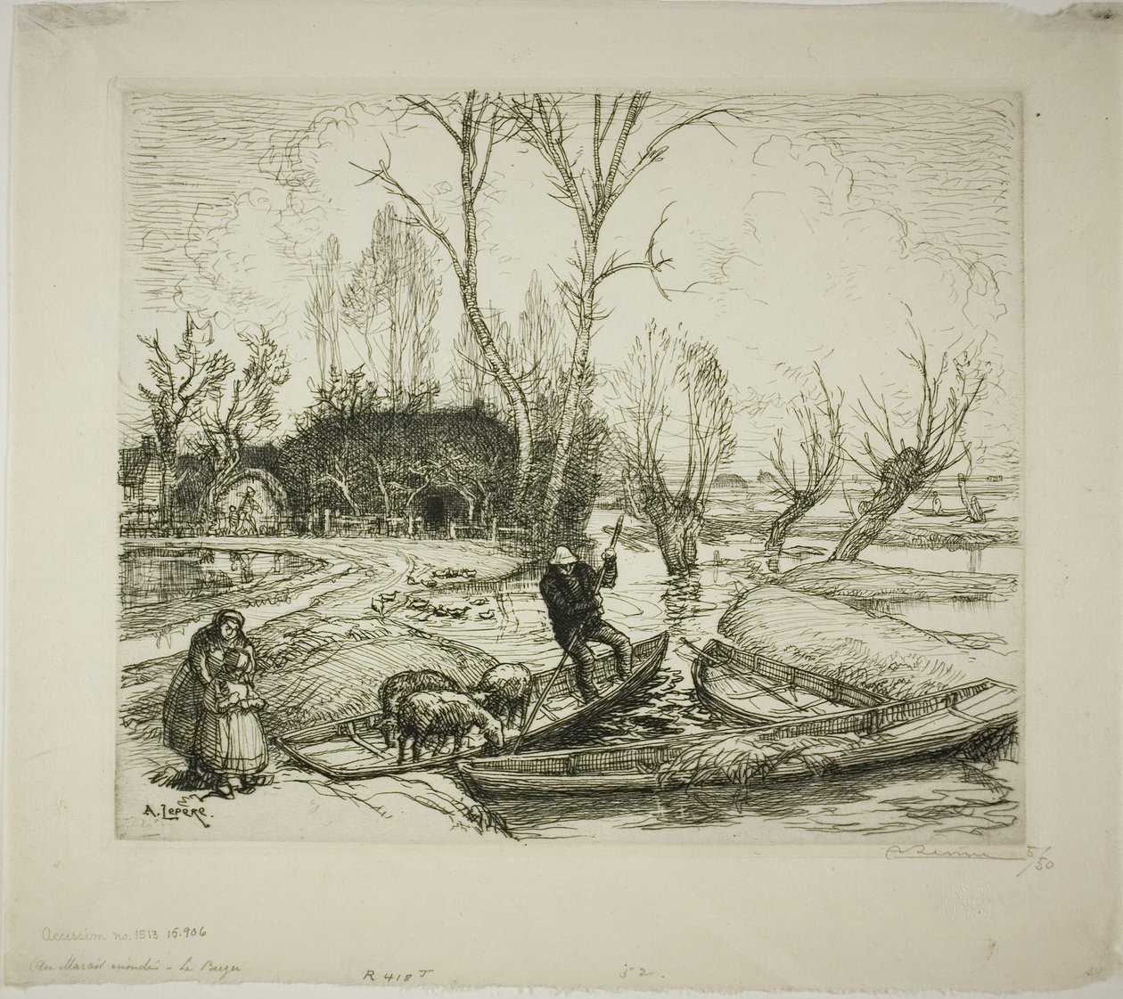 Le Marais inondé : Le berger - Louis Auguste Lepère
