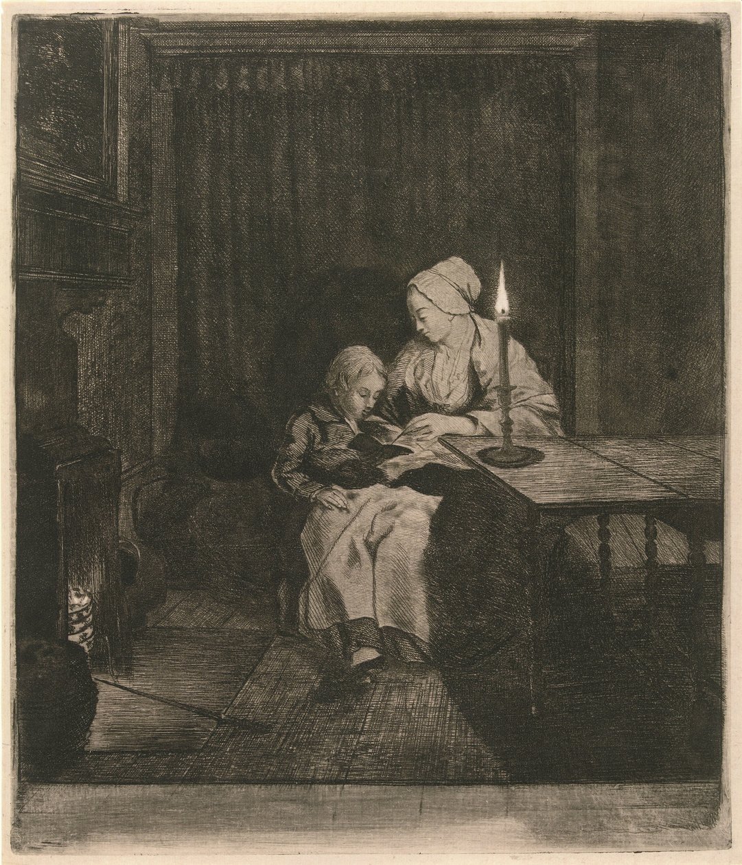 Mère enseignant à son fils - Louis Bernard Coclers