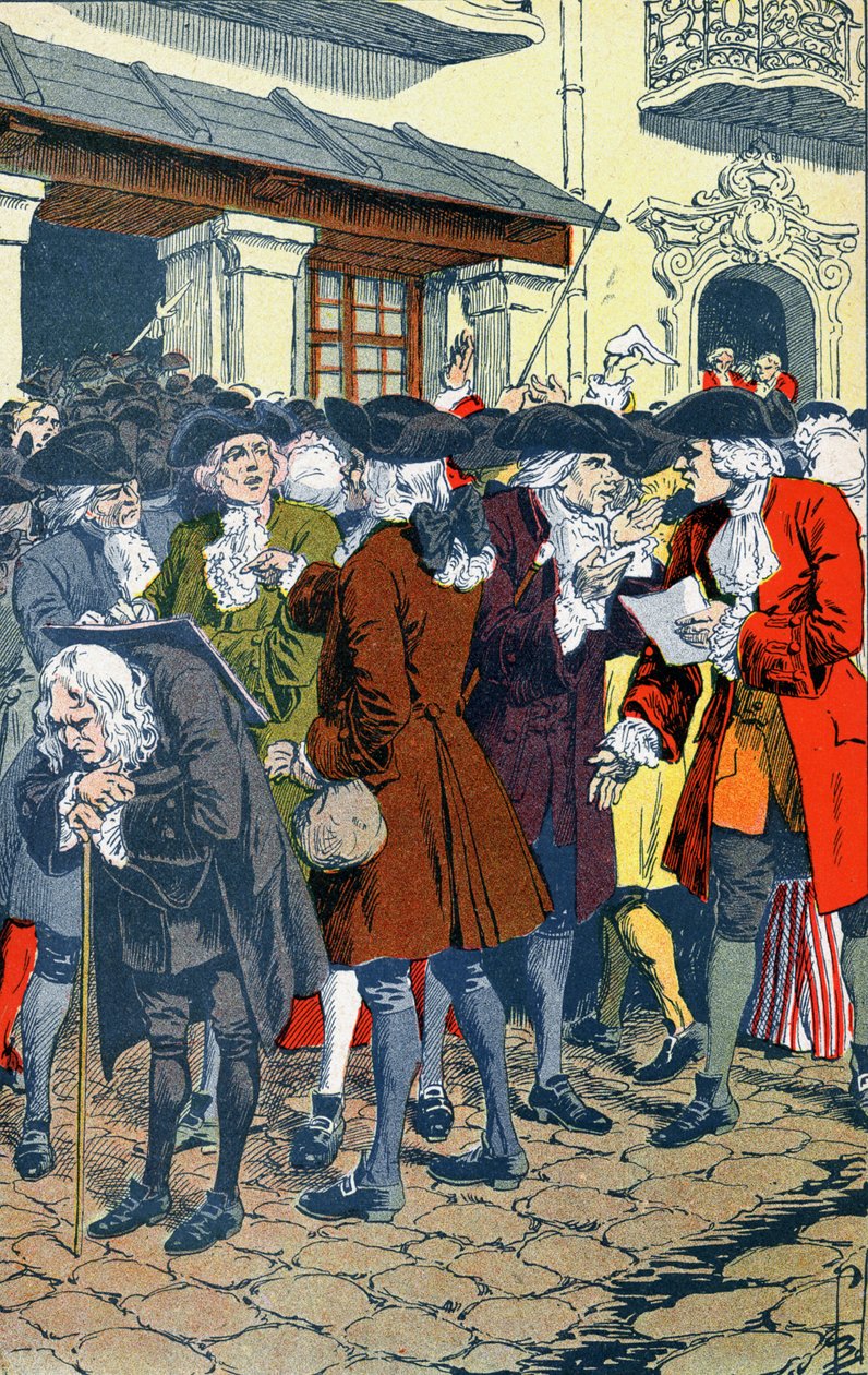 Foule devant la Banque Law - Louis Charles Bombled