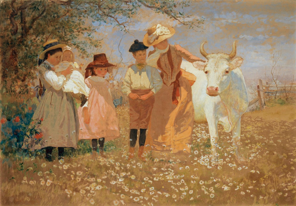 Groupe familial avec vache, vers 1888 - Louis Comfort Tiffany