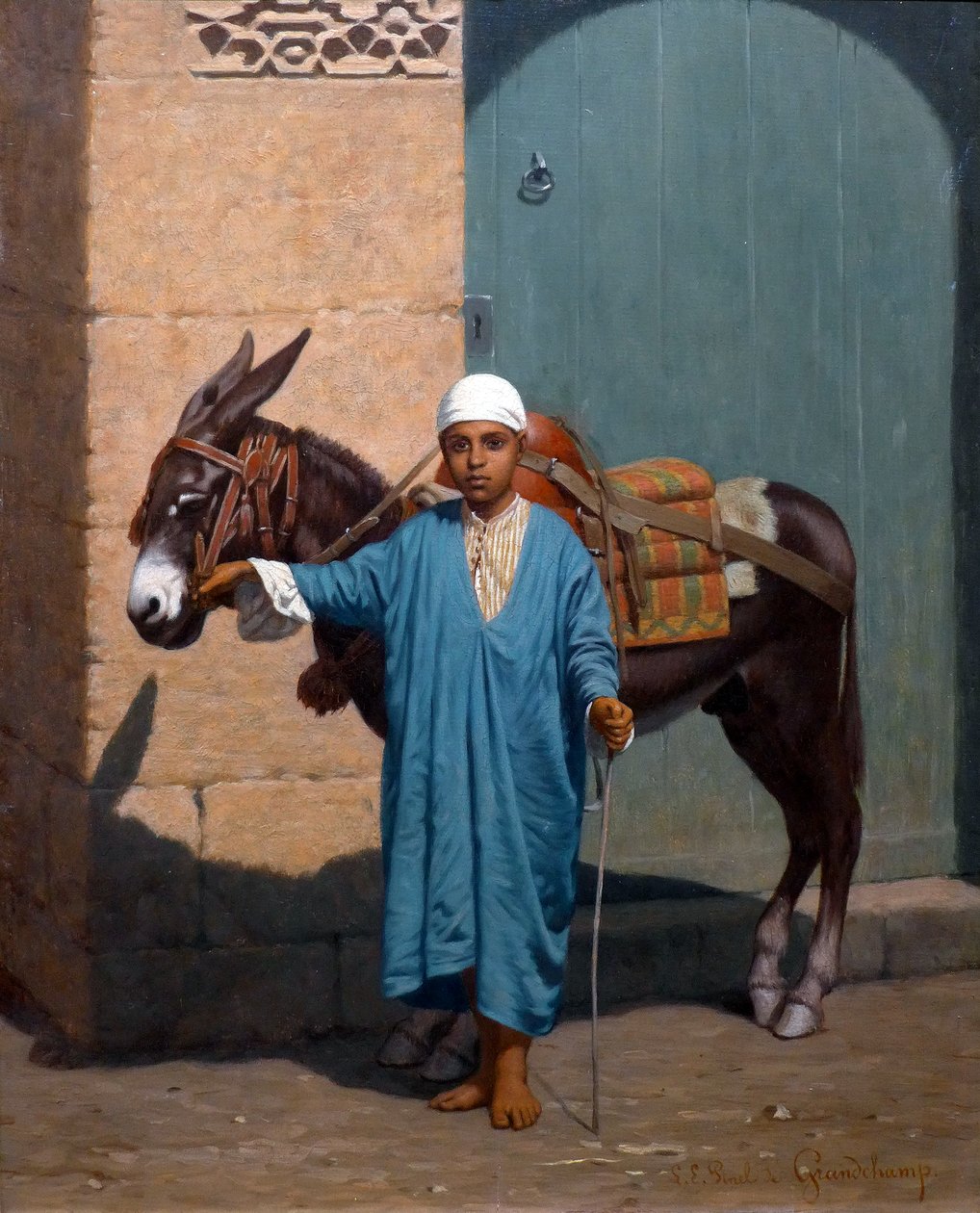 Enfant et son âne - Louis Emile Pinel de Grandchamp