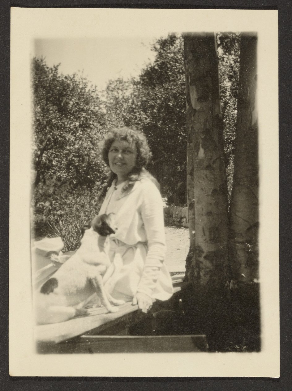 [Florence Sitting with Dog] - Louis Fleckenstein