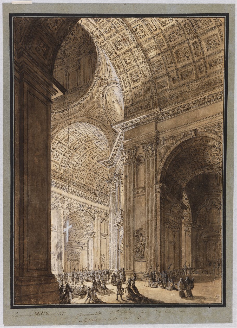 Intérieur de Saint-Pierre illuminé - Louis Jean Desprez