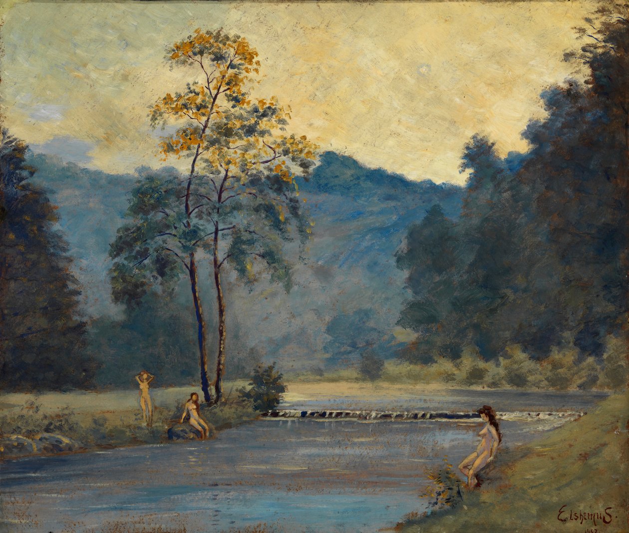 Trois filles et une rivière - Louis M. Eilshemius
