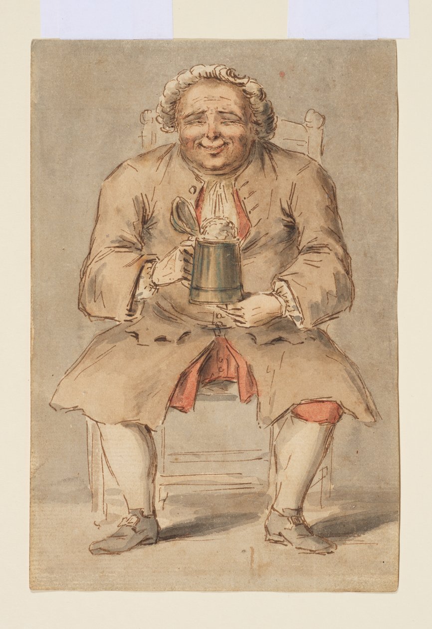 Homme assis avec une chope - Louis Philippe Boitard