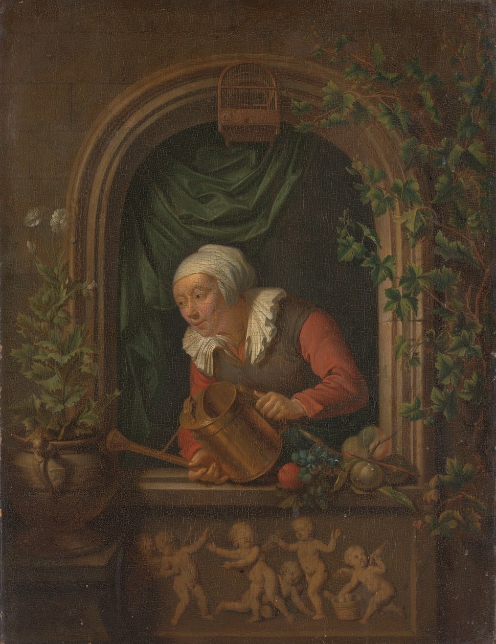 Femme arrosant une plante - Louis de Moni