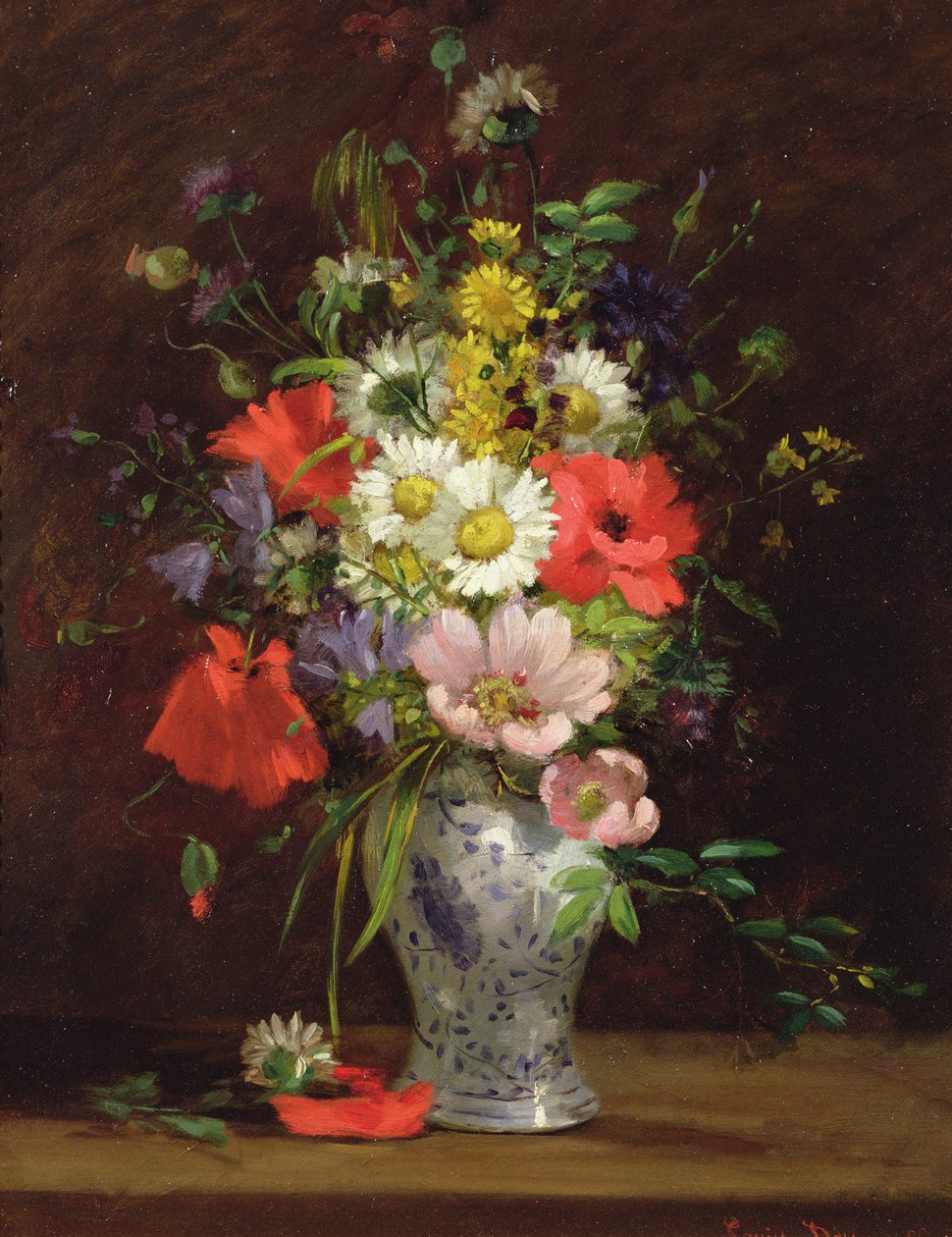 Nature morte avec des fleurs dans un vase, c.1866 - Louise Darru