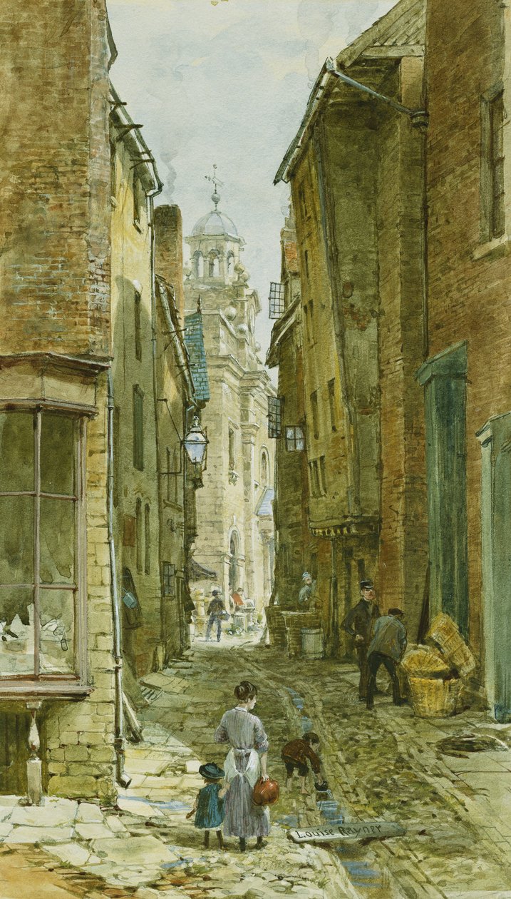 Figures dans Harp Lane, Ludlow - Louise Ingram Rayner