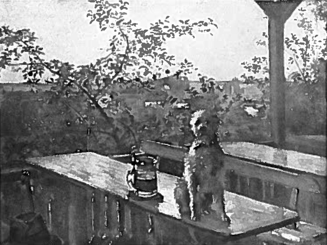 Le chien Hipp sur une table - Lovis Corinth