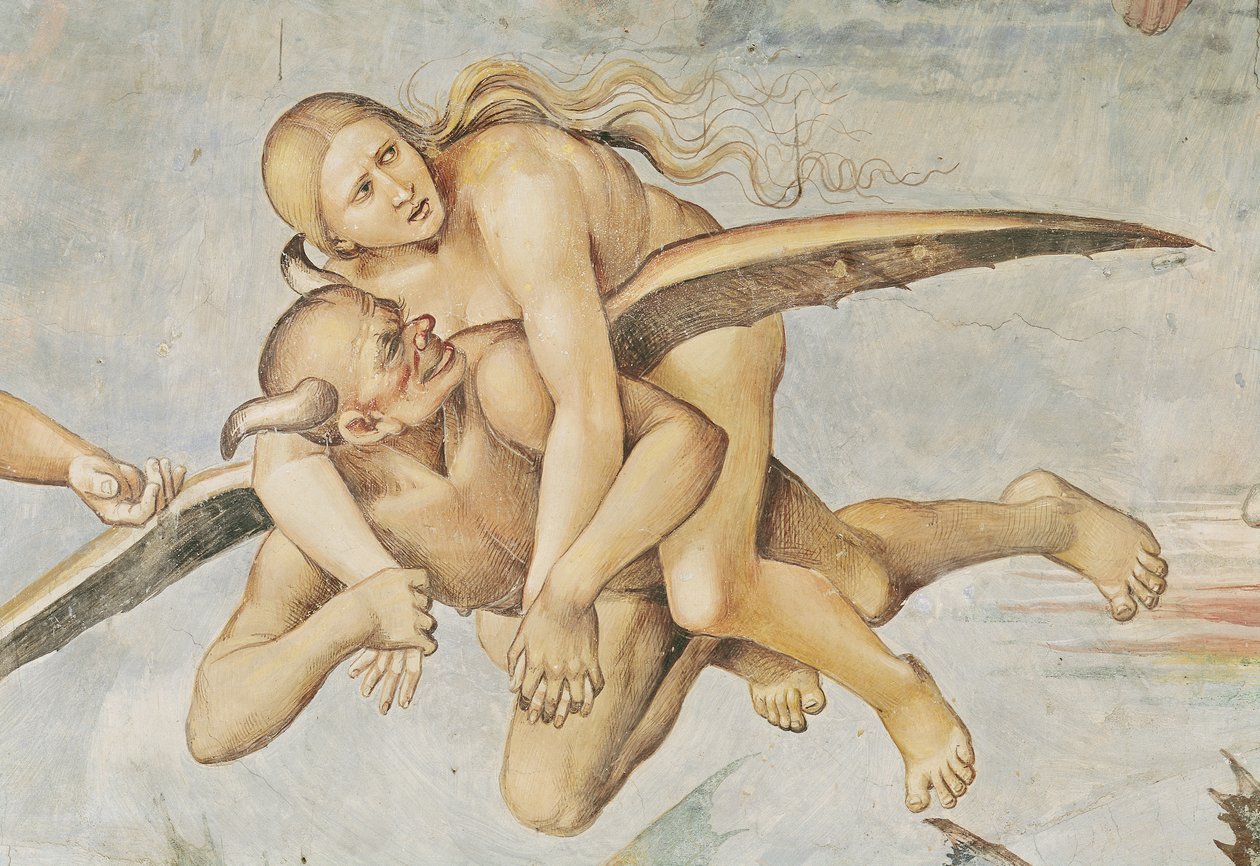 Un des Damnés Montant un Diable, du Jugement Dernier (détail) - Luca Signorelli