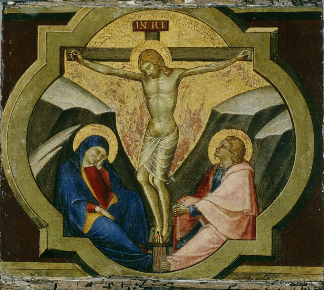 Christ en croix avec les saints Marie et Jean, v.1370 - Luca di Tommè