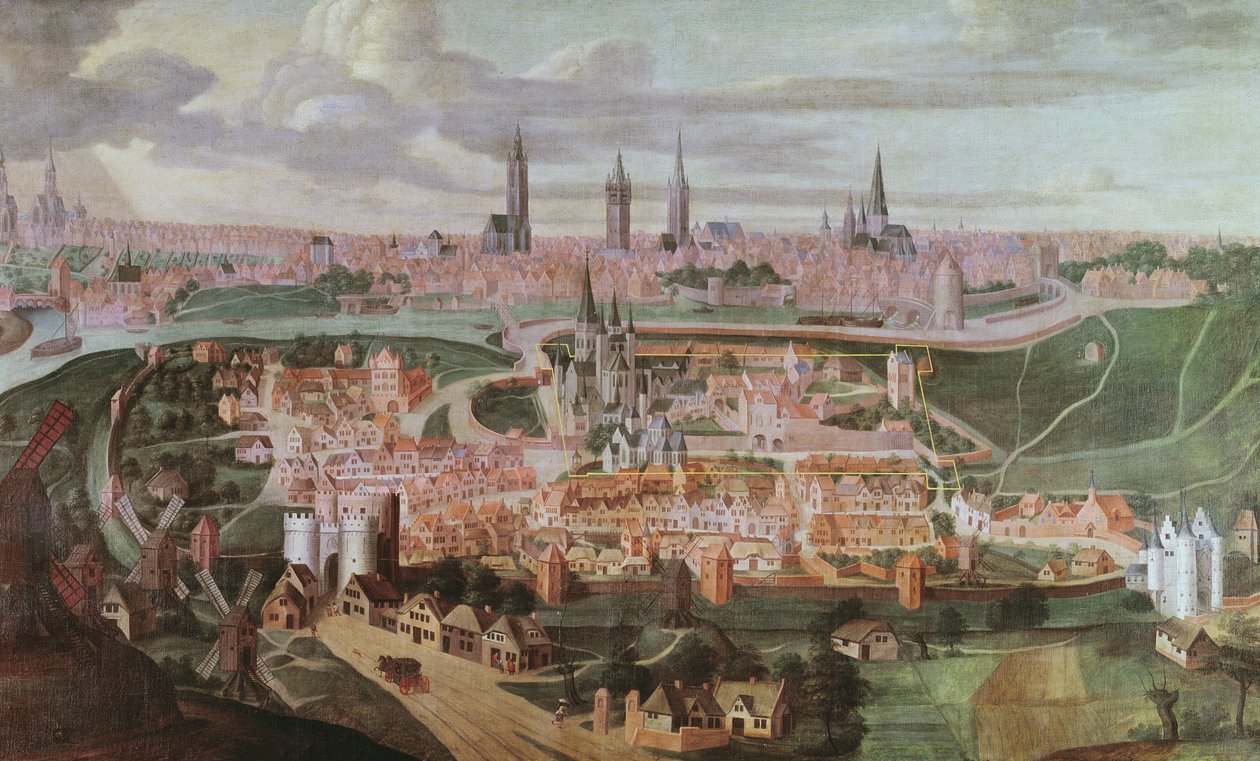 Vue panoramique de la ville de Gand à la fin du XVIe siècle - Lucas de Heere
