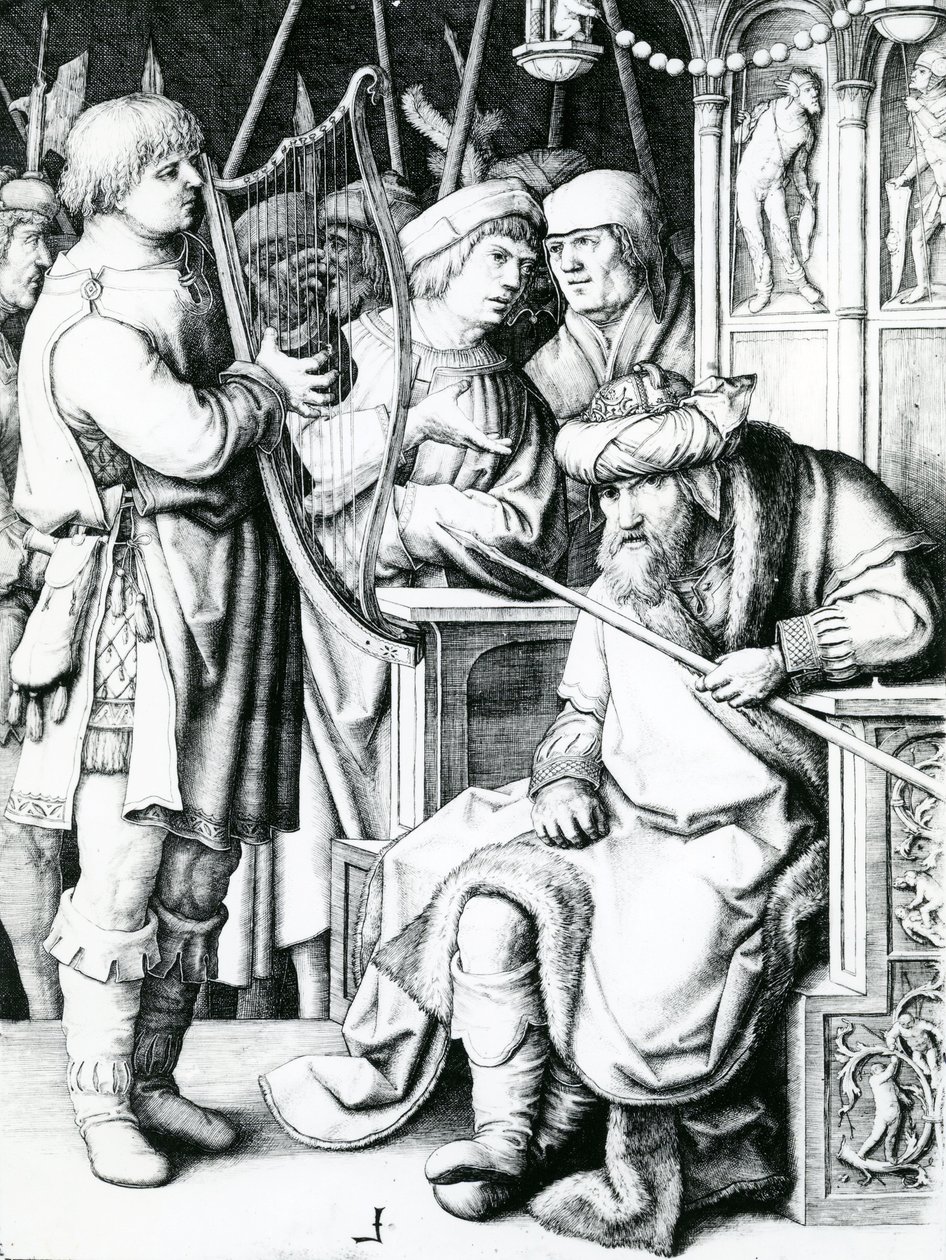 David jouant de la harpe pour Saül - Lucas van Leyden