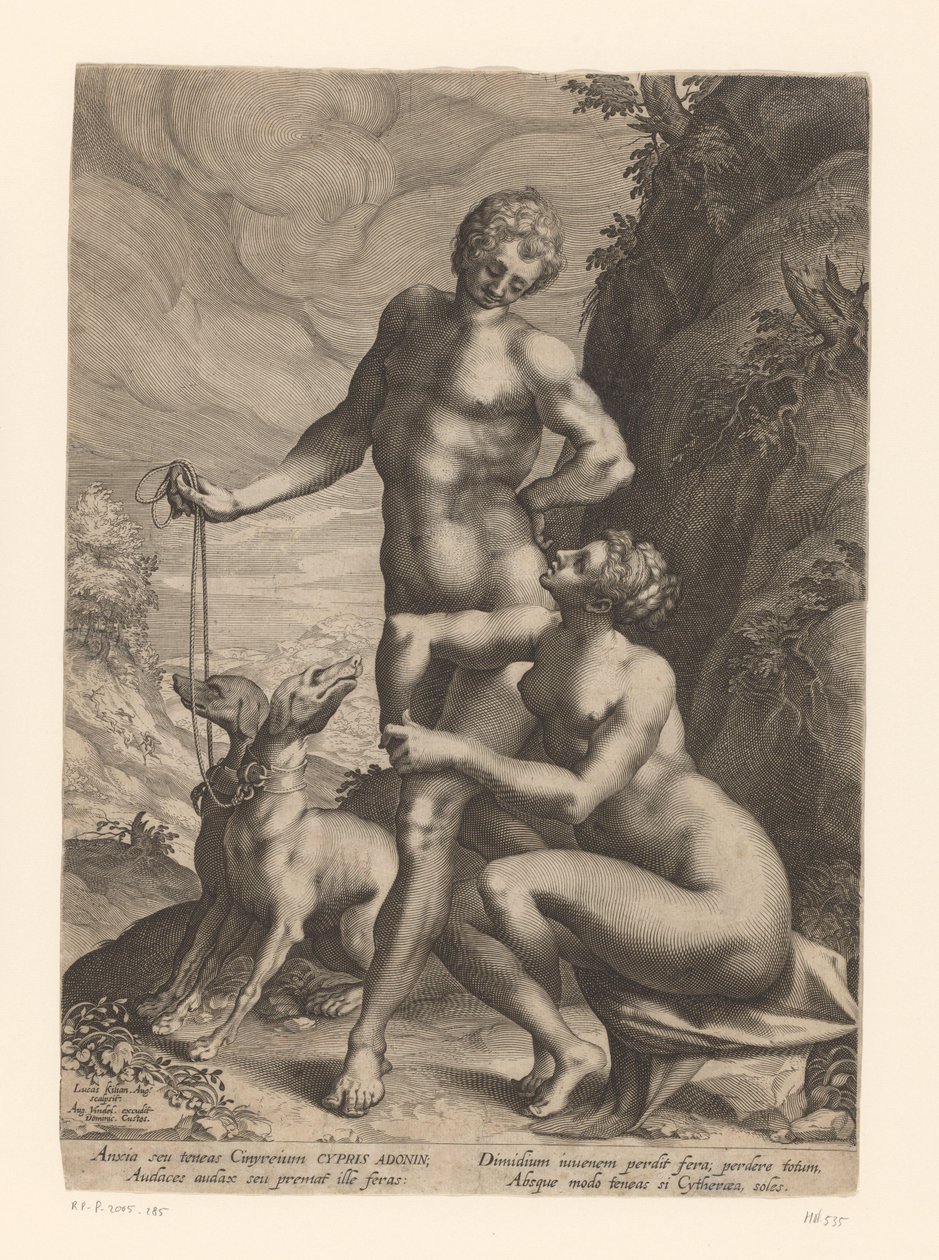 Vénus et Adonis avec deux chiens - Lucas Kilian