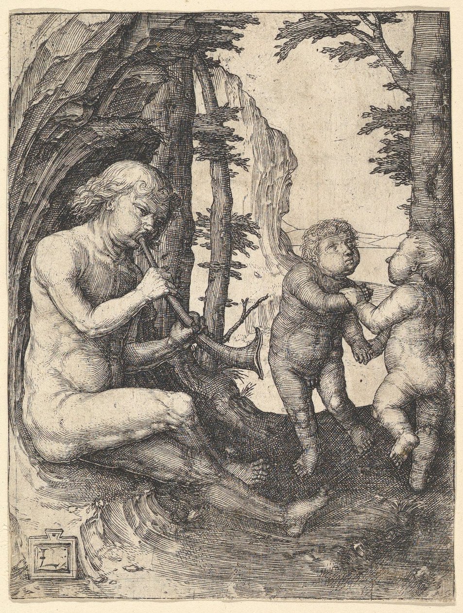 Garçon avec une trompette, vers 1507 - Lucas van Leyden