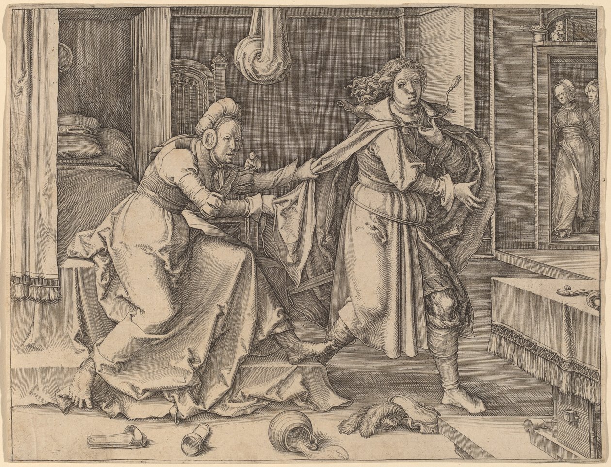 Joseph échappant à la femme de Potiphar - Lucas van Leyden
