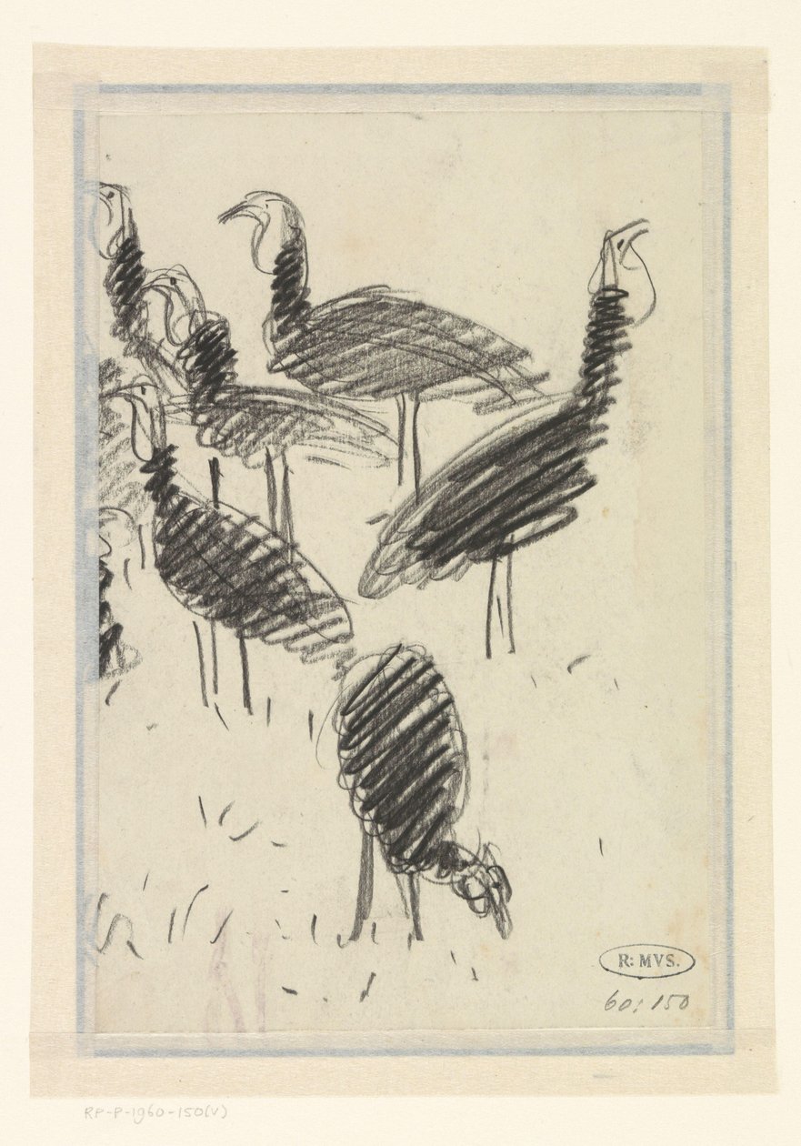 Six oiseaux - Lucien Pissarro