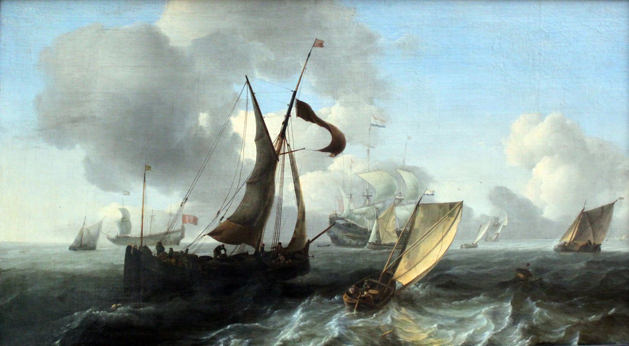 Mer légèrement agitée avec des navires - Ludolf Bakhuizen