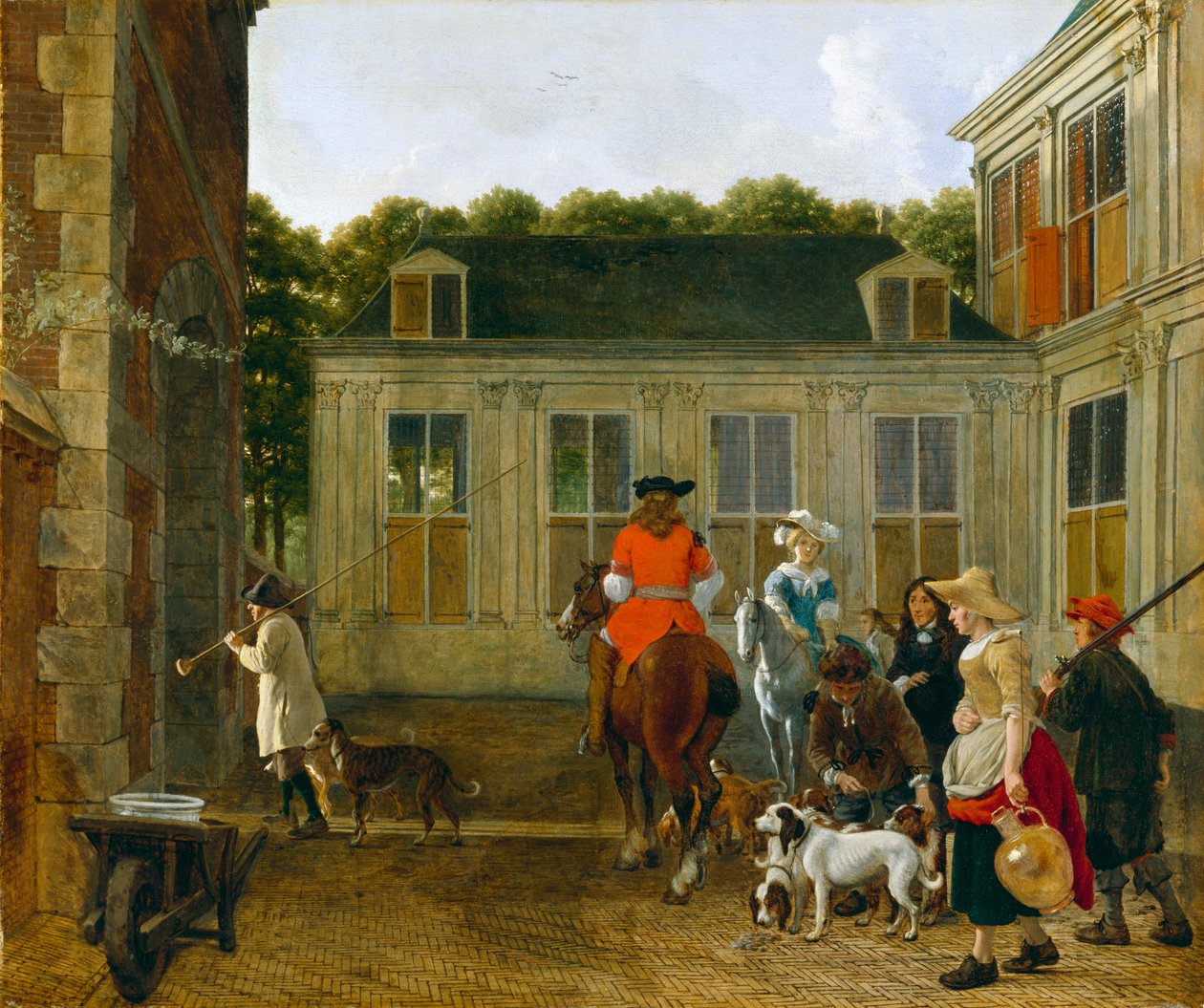Partie de chasse dans la cour d