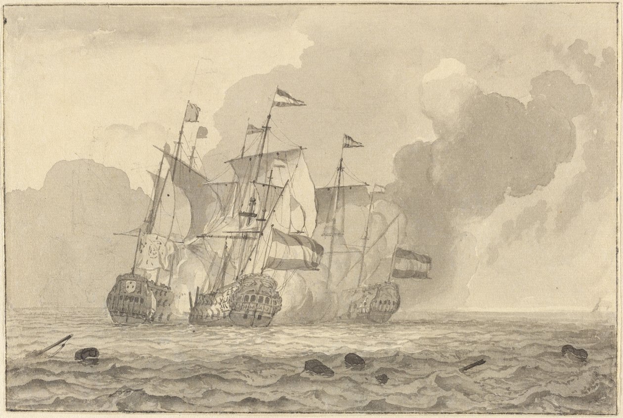 Une bataille en mer - Ludolf Backhuyzen