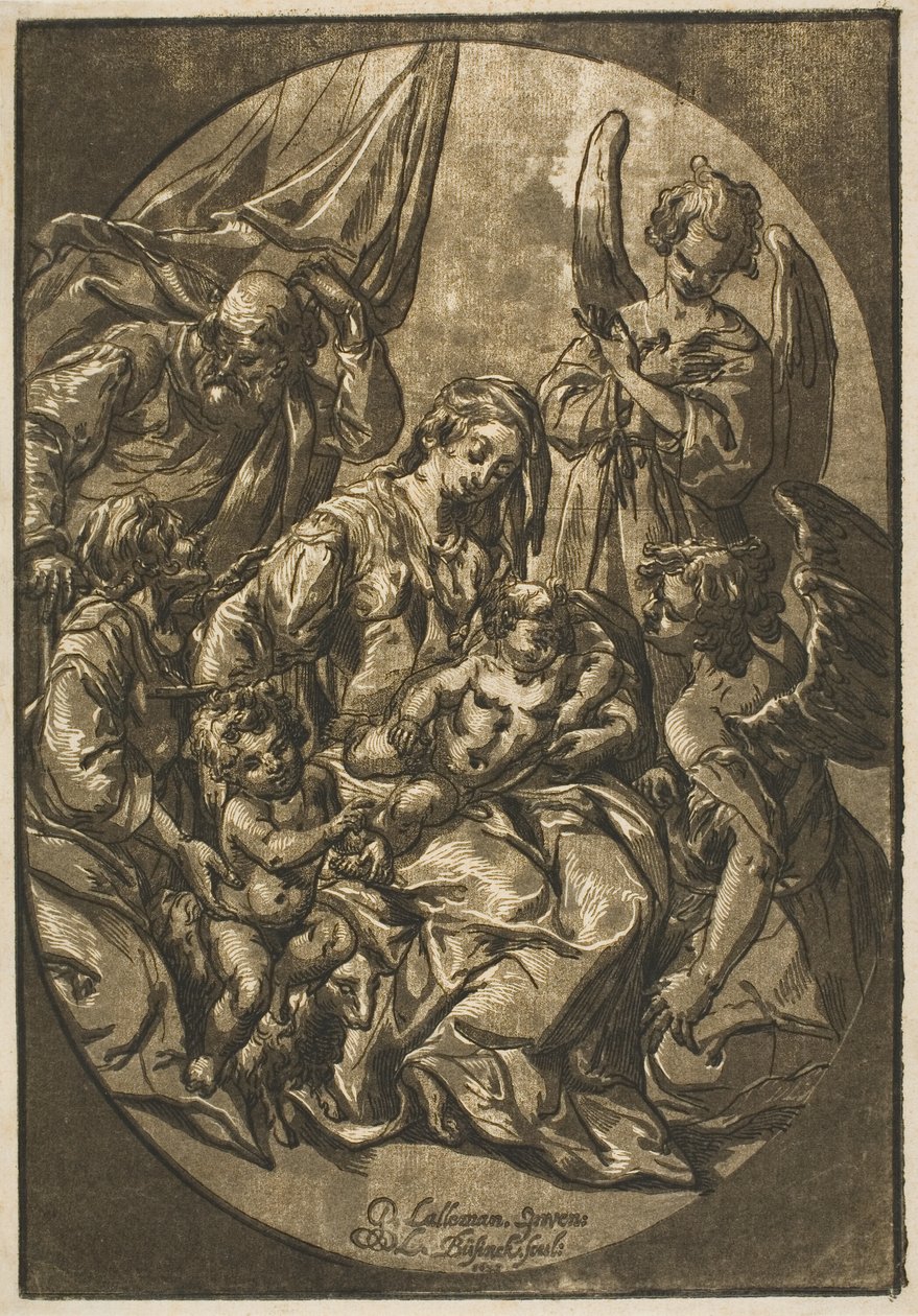 Sainte Famille dans un cadre ovale - Ludolph Büsinck