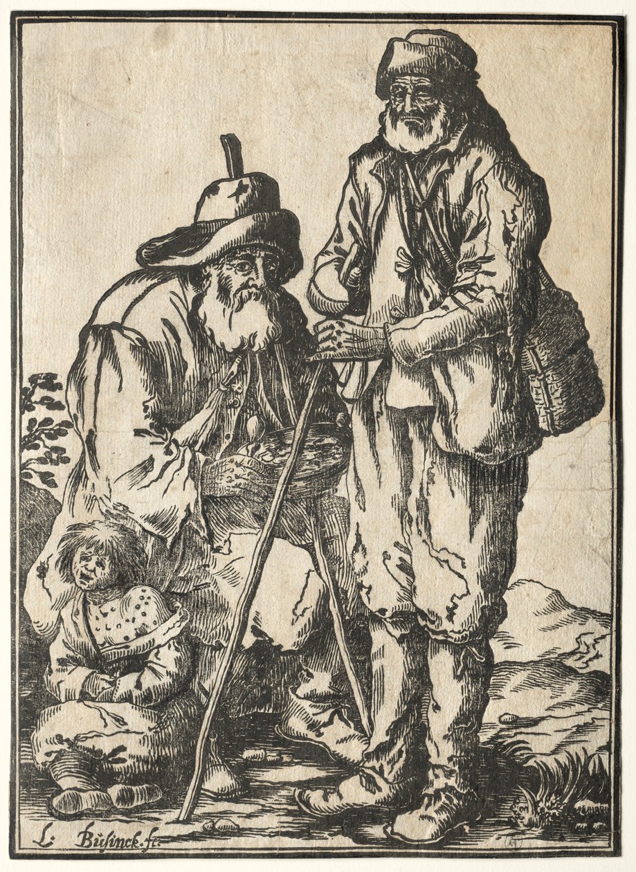 Deux mendiants et enfant lépreux - Ludolph Büsinck
