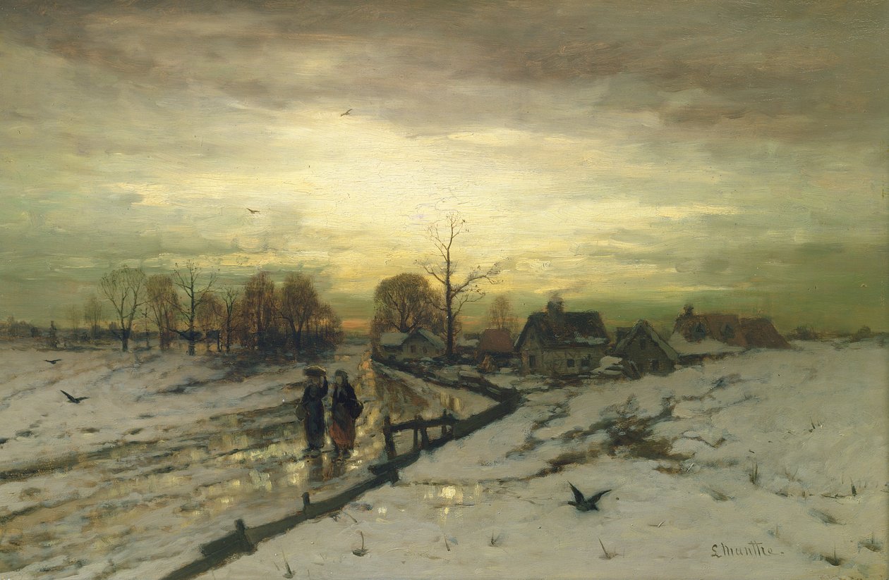 Scène de neige : coucher de soleil, 19ème siècle - Ludwig Munthe