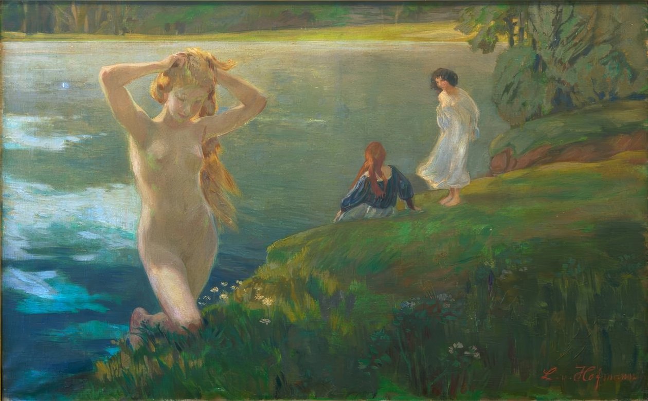 Filles se baignant - Ludwig von Hofmann