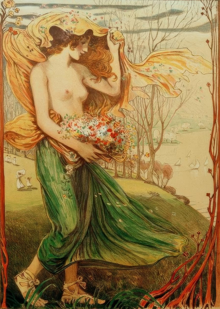 Flora (portrait de fiançailles) - Ludwig von Hofmann