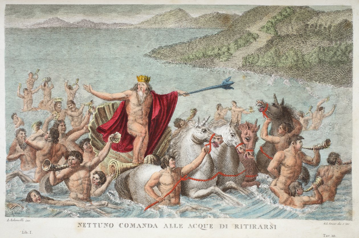 Neptune calmant les vagues ou Nettuno Comanda alle Acque di Ritirarsi, Livre I, illustration des Métamorphoses d