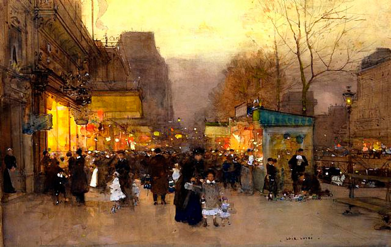 Porte St Martin à Noël, Paris, vers 1890 - Luigi Loir
