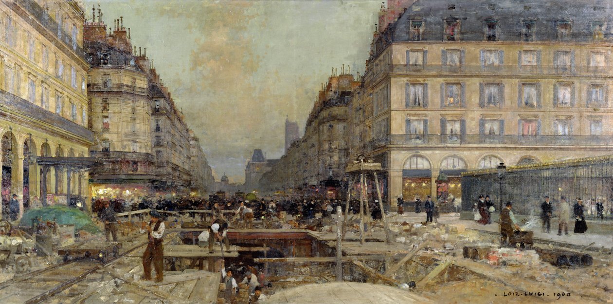La construction du métro, 1900 - Luigi Loir