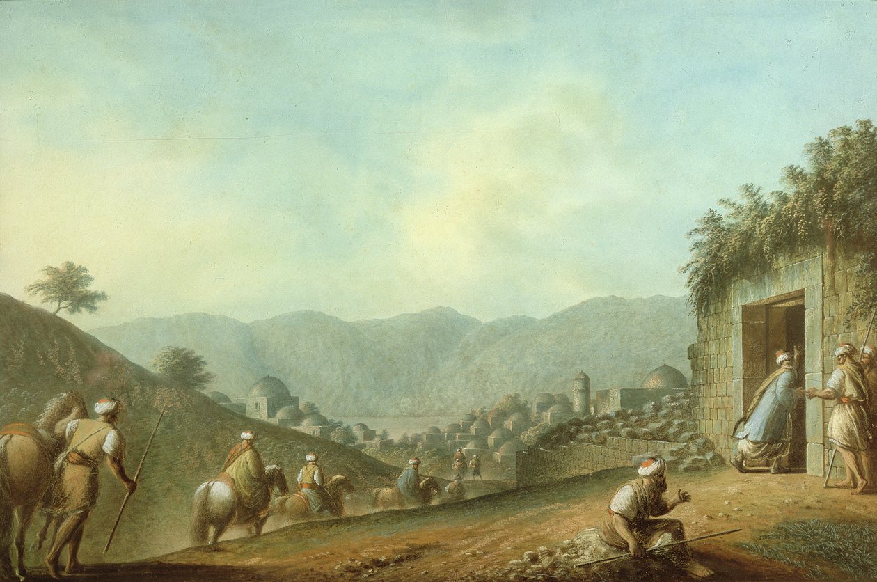 Le Village de Betania avec une Vue de la Mer Morte - Luigi Mayer