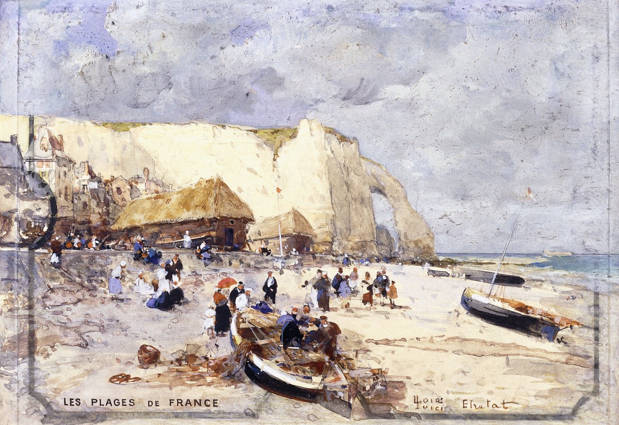 La plage à Étretat - Luigi Loir