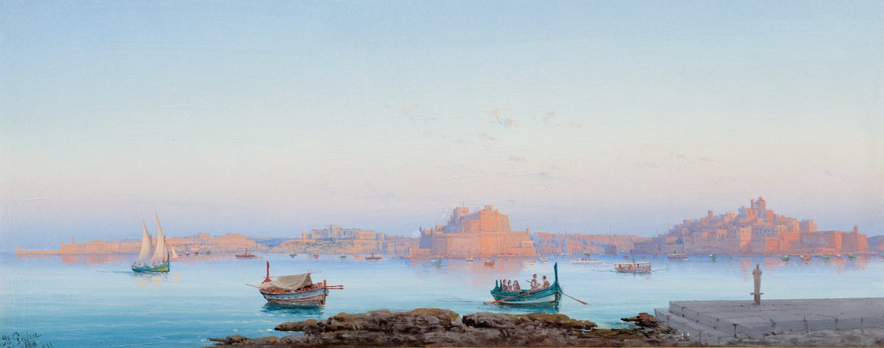 Grand Harbour, Malte, depuis La Valette, 1911 - Luigi Maria Galea