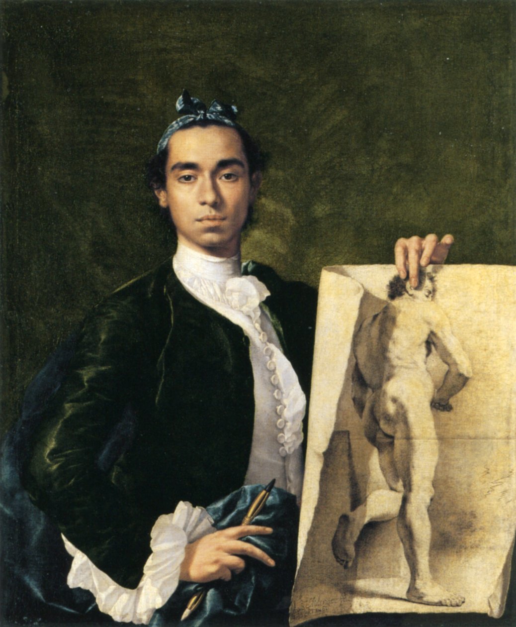 Autoportrait tenant une étude académique - Luis Egidio Melendez