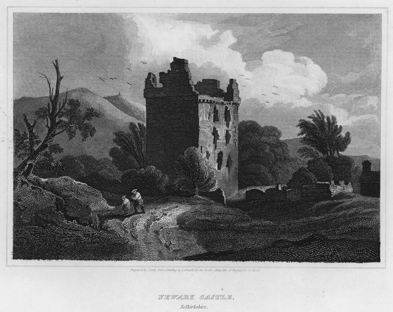 Château de Newark, Selkirkshire (gravure) - Luke (after) Clennell