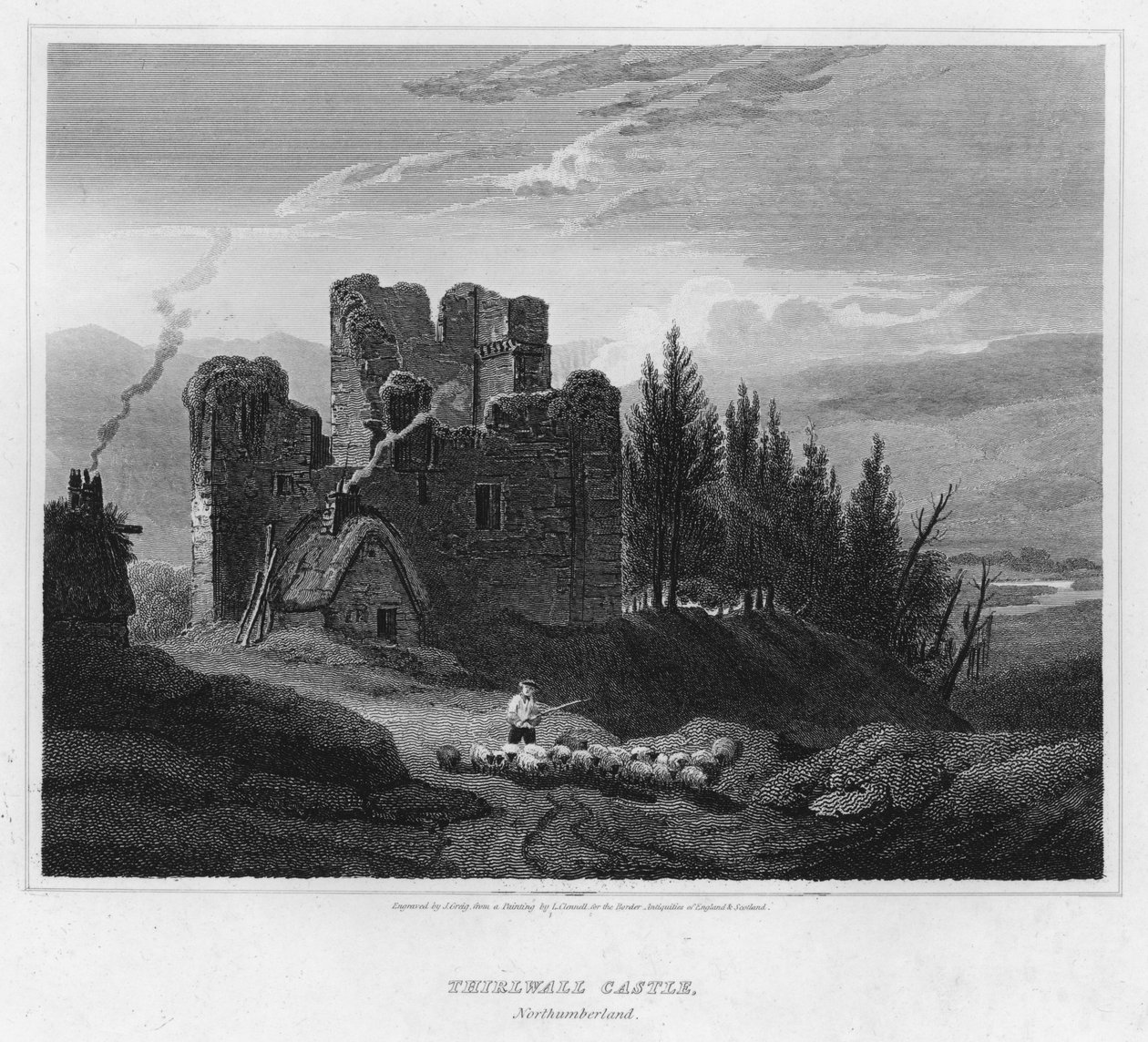 Château de Thirlwall, Northumberland (gravure) - Luke (after) Clennell