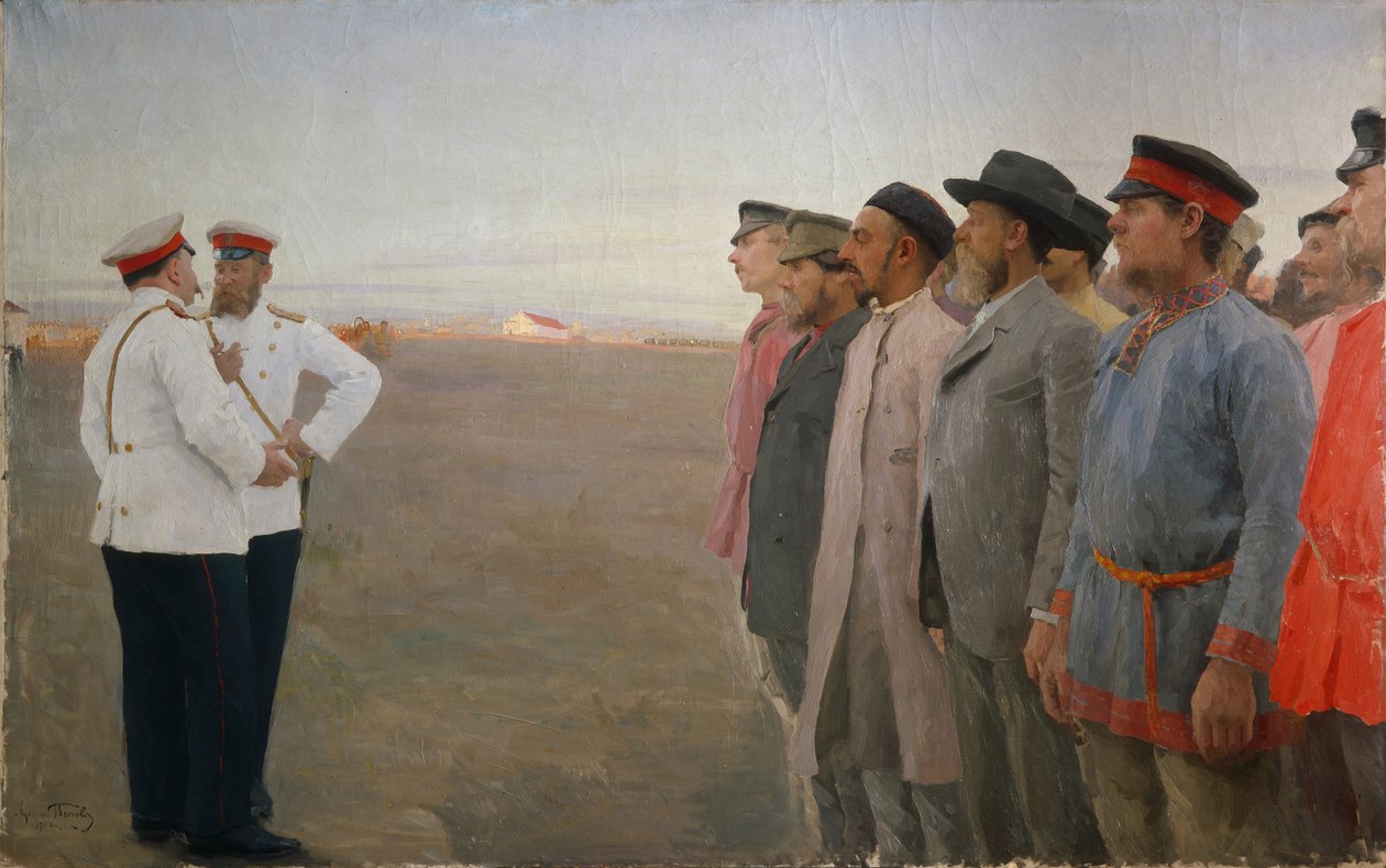 Le recrutement, 1904 - Lukjan Vasilievich Popov