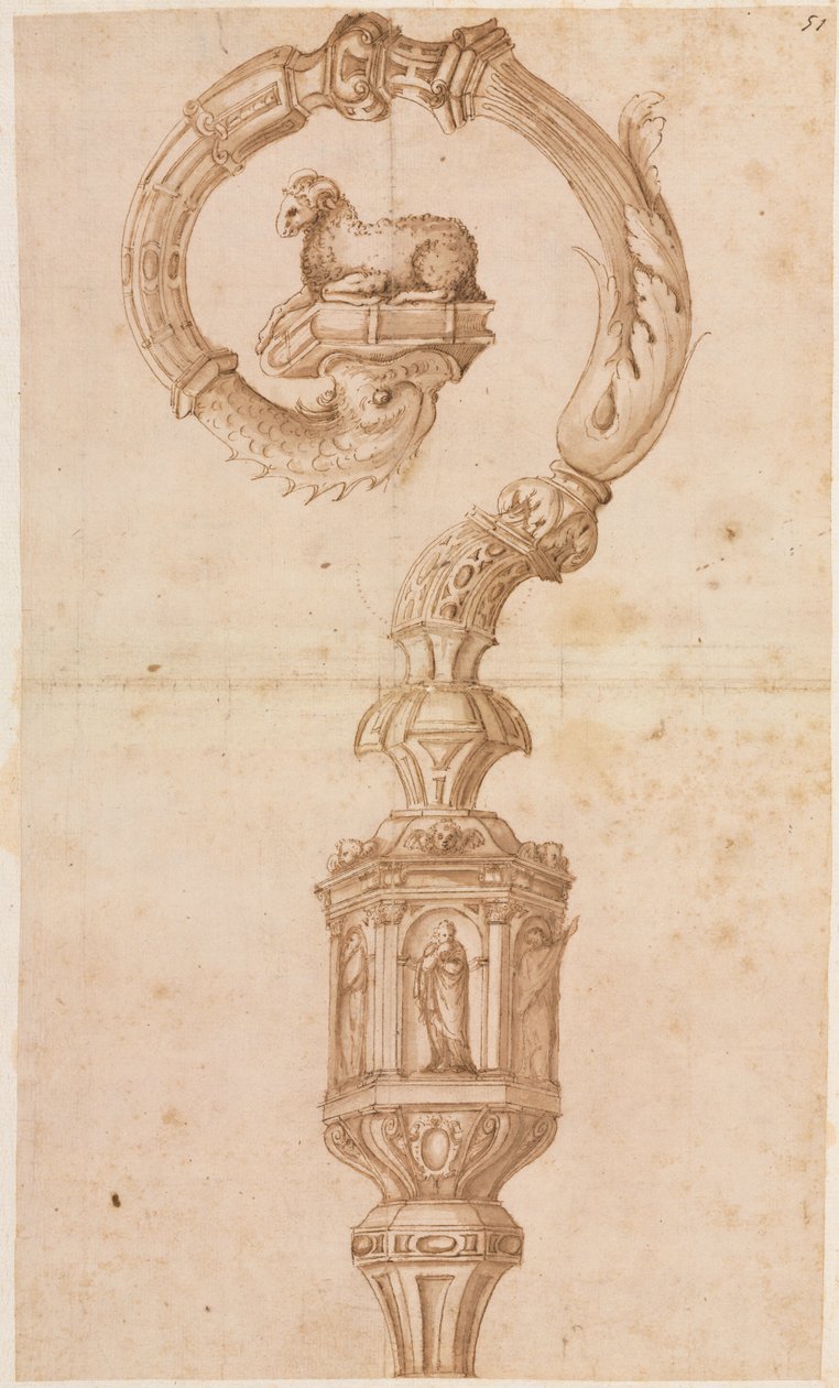 Conception pour une crosse, milieu des années 1500 - Luzio Romano