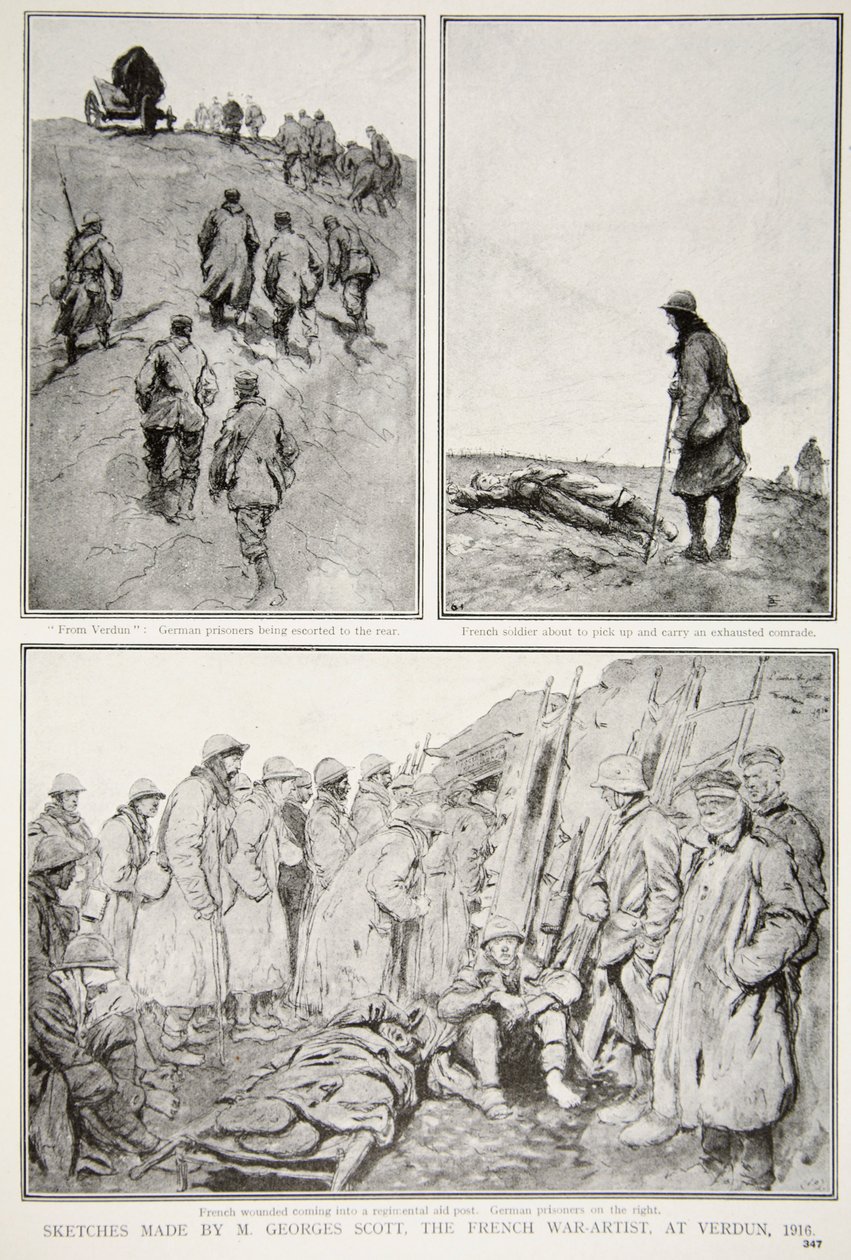 Croquis réalisés par un artiste de guerre français à Verdun, 1916 - M. Georges Scott