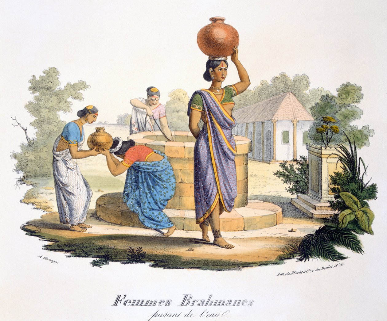 Femmes brahmanes collectant de l